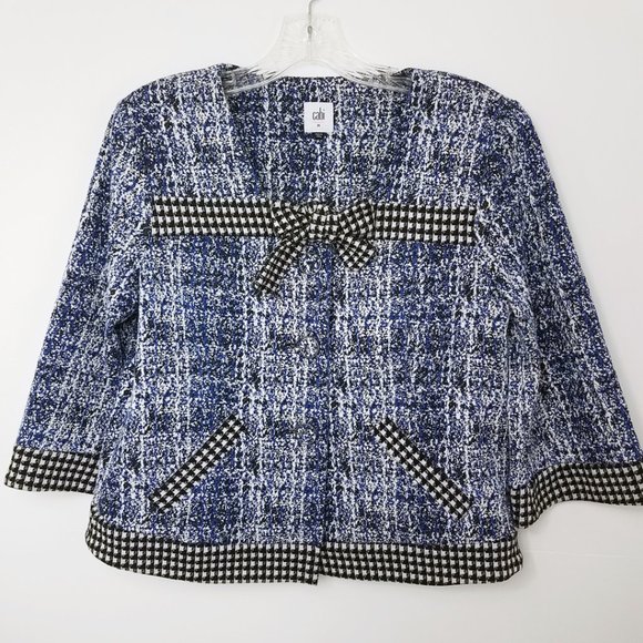 CAbi Women's Medium Blue Black Button Down Jacket Coat - Picture 13 of 15